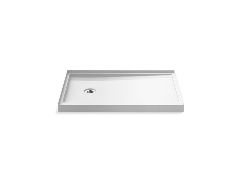 KOHLER K-8639-0 White Rely 48" x 32" single-threshold shower base with left-hand drain
