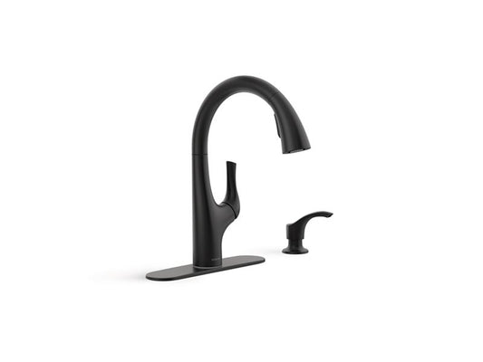 KOHLER K-R27141-SD-BL Matte Black Avi Pull-out single-handle kitchen sink faucet