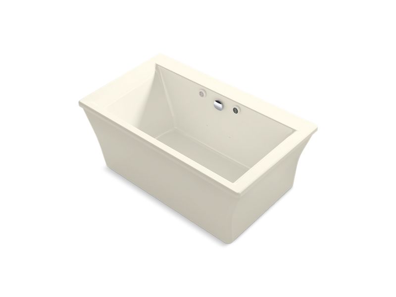 KOHLER K-24019-GHW-96 Stargaze 60" x 34" freestanding Heated BubbleMassage air bath with Bask heated surface and fluted shroud
