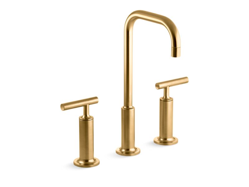 KOHLER K-14408-4-2MB Vibrant Brushed Moderne Brass Purist Widespread bathroom sink faucet with lever handles, 1.2 gpm