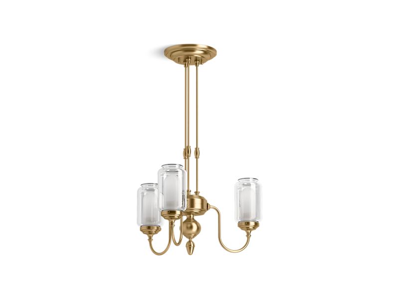 KOHLER K-22657-CH03-BGL Moderne Brushed Gold Artifacts Three-light chandelier