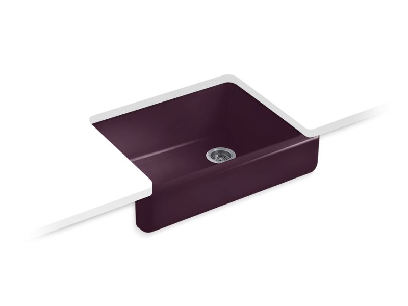 KOHLER K-6486-PLM Whitehaven 29-1/2" x 21-9/16" x 9-5/8" Undermount single-bowl farmhouse kitchen sink