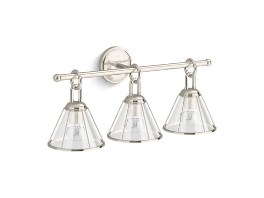 KOHLER K-27743-SC03-SNL Polished Nickel Terret 24" three-light sconce