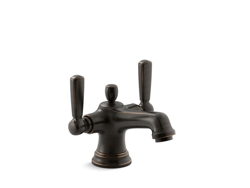 KOHLER K-10579-4-2BZ Oil-Rubbed Bronze Bancroft Monoblock single-hole bathroom sink faucet with escutcheon and metal lever handles