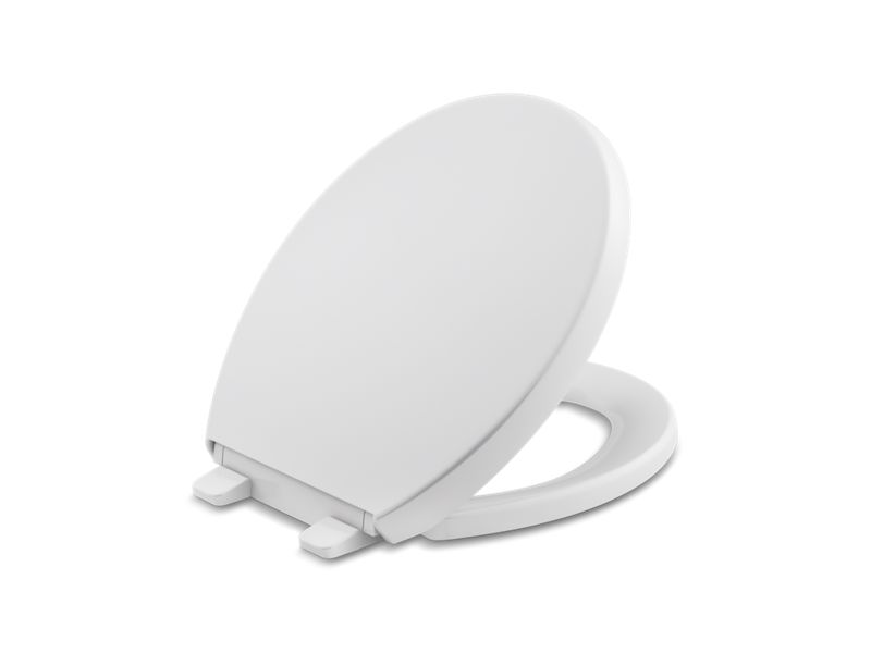 KOHLER K-25302-0 White Reveal Quiet-Close round-front toilet seat