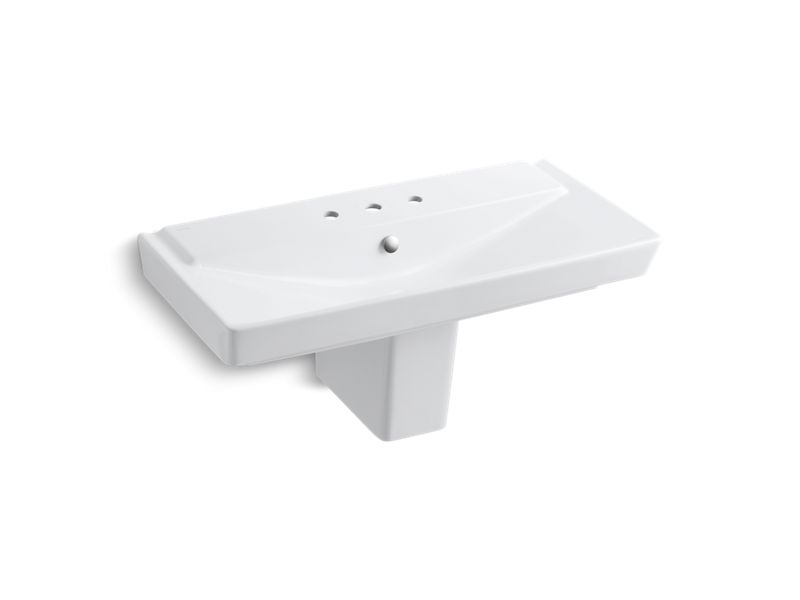 KOHLER K-5148-8-0 RÃªve 39" semi-pedestal bathroom sink with 8" widespread faucet holes