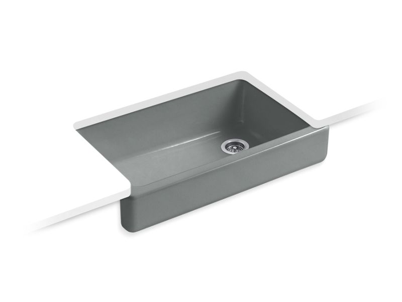 KOHLER K-6488-FT Whitehaven 35-1/2" x 21-9/16" x 9-5/8" Undermount single-bowl farmhouse kitchen sink