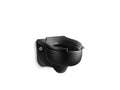 KOHLER K-4450-C-7 Stratton Water-Guard Wall-Mount 3.5 Gpf Flushometer Valve Elongated Blow-Out Toilet Bowl With Top Inlet, Requires Seat In Black Black