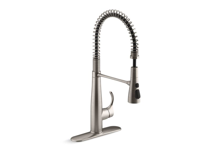 KOHLER K-22033-VS Vibrant Stainless Simplice Semi-professional kitchen sink faucet with three-function sprayhead