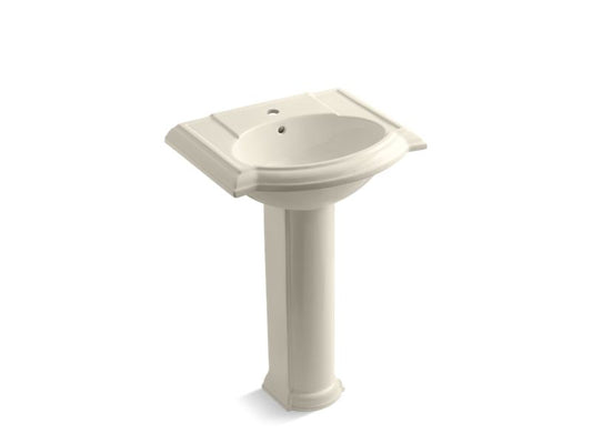 KOHLER K-2286-1-47 Almond Devonshire 24" pedestal bathroom sink with single faucet hole