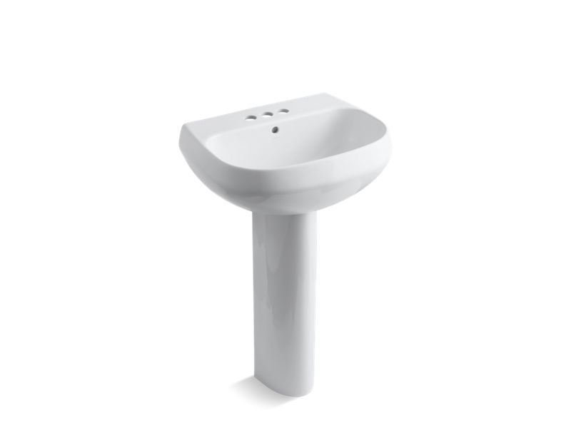 KOHLER K-2293-4-0 Wellworth Pedestal bathroom sink with 4" centerset faucet holes