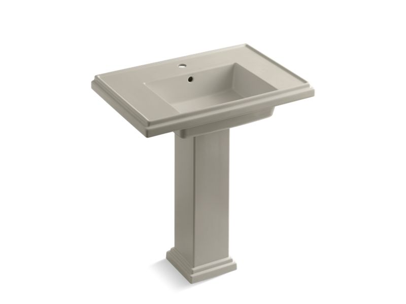 KOHLER K-2845-1-G9 Tresham 30" pedestal bathroom sink with single faucet hole