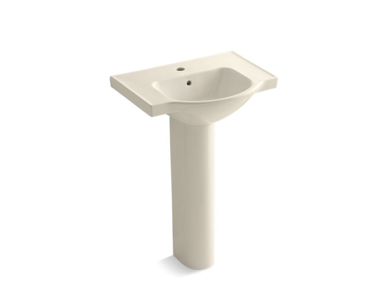 KOHLER K-5266-1-47 Veer 24" pedestal bathroom sink with single faucet hole