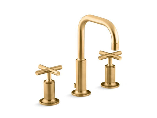 KOHLER K-14406-3-2MB Vibrant Brushed Moderne Brass Purist Widespread bathroom sink faucet with cross handles, 1.2 gpm