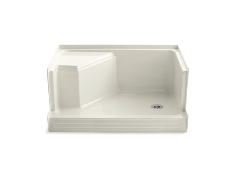 KOHLER K-9488-96 Memoirs 48" x 36" single threshold right-hand drain shower base with integral seat at left