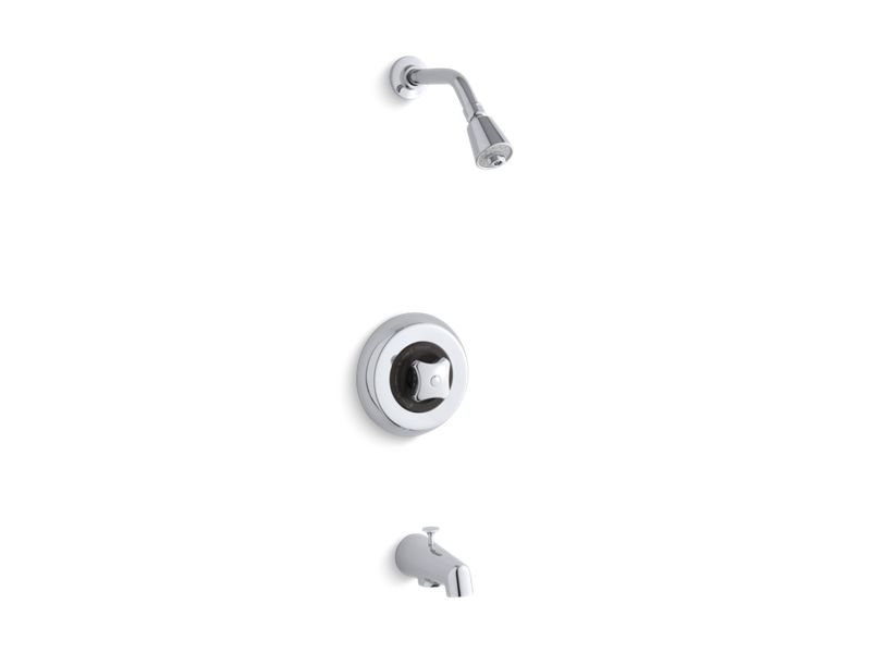KOHLER K-TS6908-2G-CP Triton Rite-Temp Bath And Shower Valve Trim With Standard Handle, Npt Spout And 1.75 Gpm Showerhead In Polished Chrome