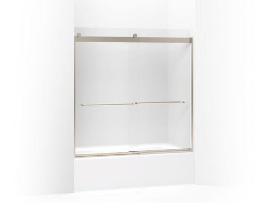 KOHLER K-706006-D3-ABV Anodized Brushed Bronze Levity Sliding bath door, 59-3/4" H x 56-5/8 - 59-5/8" W, with 1/4" thick Frosted glass