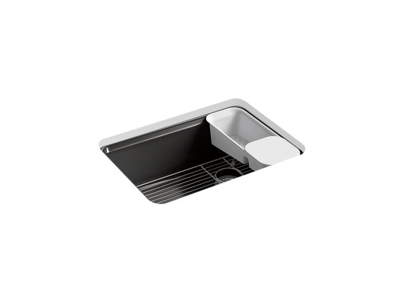 KOHLER K-8668-5UA2-7 Black Black Riverby 27" undermount single-bowl workstation kitchen sink