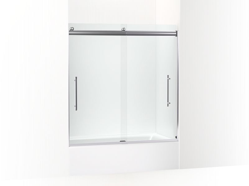 KOHLER K-706853-8L-ABZ Elmbrook Frameless sliding bath door, 61-9/16" H x 54-5/8 - 59-5/8" W, with 5/16" thick Crystal Clear glass