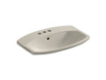 KOHLER K-2351-4-G9 Cimarron Drop-in bathroom sink with 4" centerset faucet holes