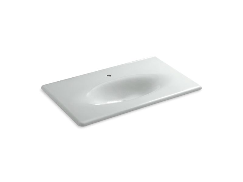 KOHLER K-3051-1-95 Ice Grey Iron/Impressions 37" Enameled cast iron vanity top with integrated oval sink
