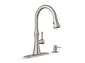 KOHLER K-R28706-SD-VS Kaori Pull-down kitchen sink faucet with soap/lotion dispenser In Vibrant Stainless