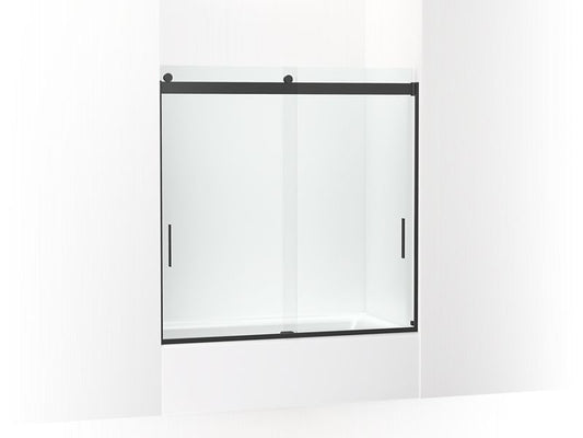 KOHLER K-706001-L-BL Matte Black Levity Sliding bath door, 59-3/4" H x 54 - 57" W, with 1/4" thick Crystal Clear glass