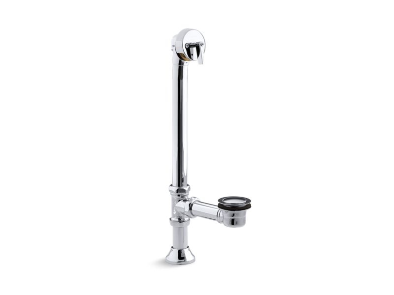 KOHLER K-7178-CP Polished Chrome Iron Works Decorative 1-1/2" adjustable pop-up bath drain for 5' whirlpool with tailpiece