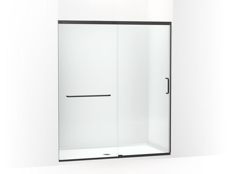 KOHLER K-707616-8L-BL Matte Black Elate Tall Sliding shower door, 75-1/2" H x 62-1/4 - 65-5/8" W, with heavy 5/16" thick Crystal Clear glass