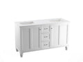 KOHLER K-CM99524-BD1-1WA Damask 60" Bathroom Vanity Cabinet With Sinks And Quartz Top In Linen White