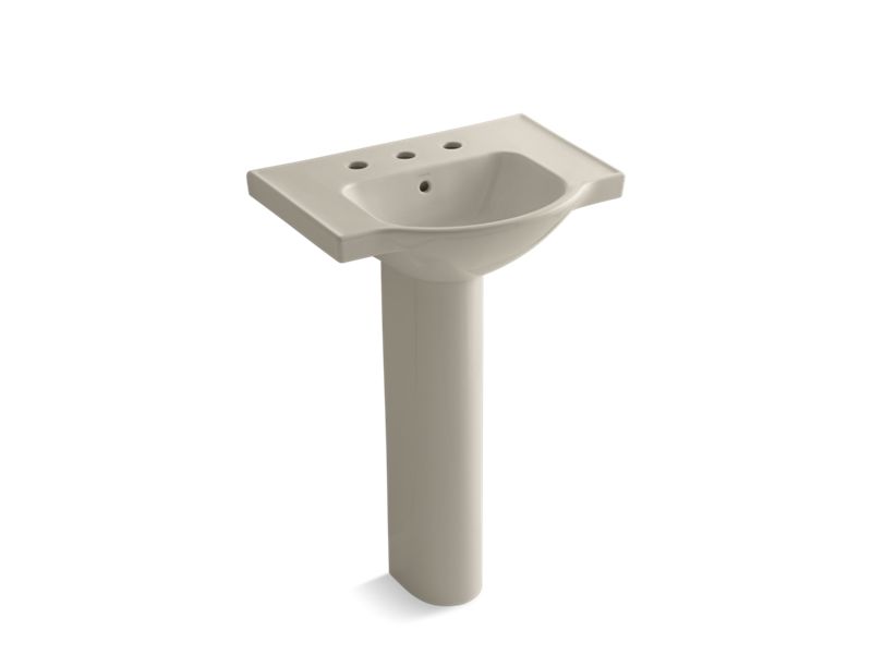 KOHLER Veer K-5266-8-G9 Sandbar 21" rectangular pedestal bathroom sink