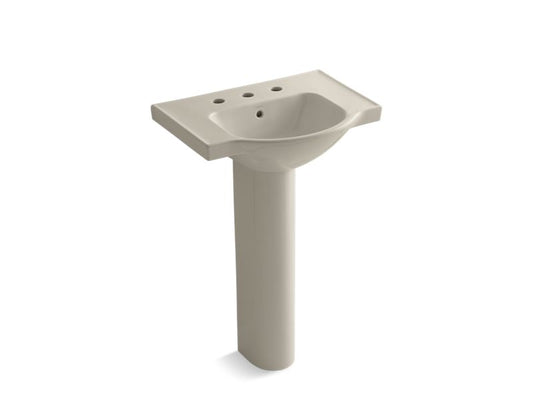 KOHLER K-5266-8-G9 Sandbar Veer 24" pedestal bathroom sink with 8" widespread faucet holes