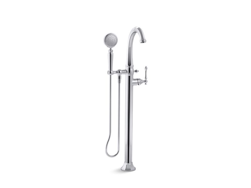 KOHLER K-T97332-4-CP Kelston Floor-Mount Bath Filler Trim With Handshower In Polished Chrome