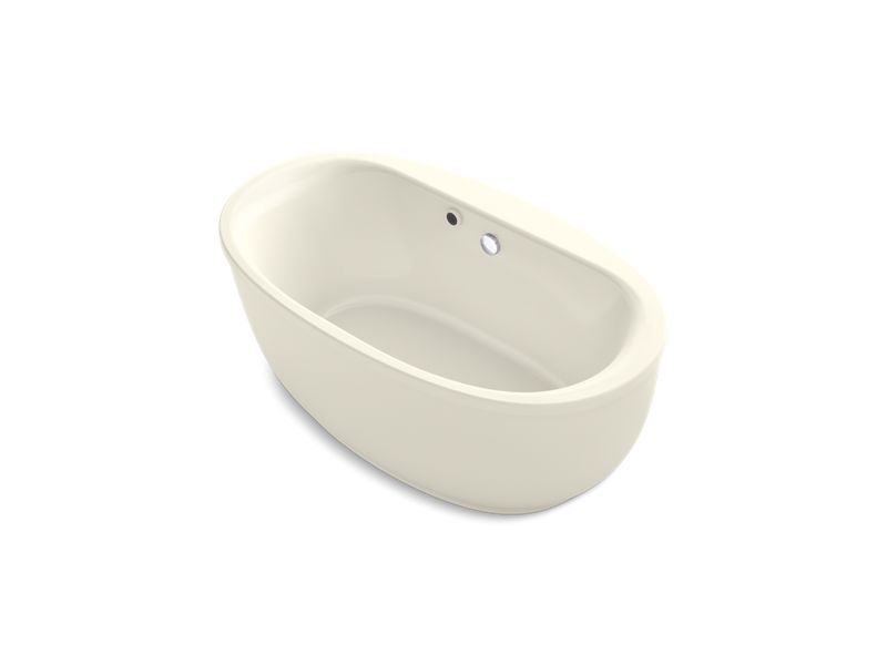 KOHLER K-6369-W1-96 Sunstruck 65-1/2" x 35-1/2" oval freestanding bath with Bask heated surface and fluted shroud