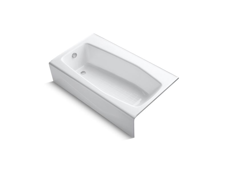 KOHLER K-713-0 White Villager 60" x 34-1/4" alcove bath with left-hand drain