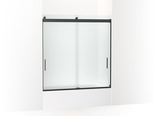 KOHLER K-706000-D3-BL Matte Black Levity Sliding bath door, 62" H x 56-5/8 - 59-5/8" W, with 1/4" thick Frosted glass