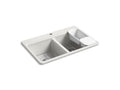 KOHLER K-8679-1A2-FF Riverby 33" Top-Mount Double-Bowl Workstation Kitchen Sink In Sea Salt