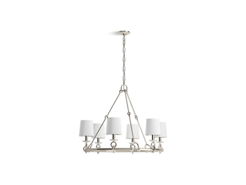 KOHLER K-27749-CH06-SNL Polished Nickel Terret 36" six-light chandelier