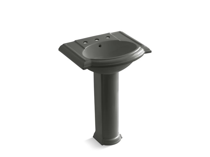 KOHLER K-2286-8-58 Devonshire 24" pedestal bathroom sink with 8" widespread faucet holes