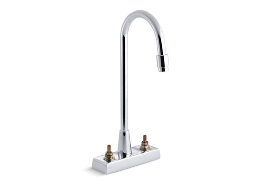 KOHLER K-7305-K-CP Triton Centerset commercial bathroom sink faucet with gooseneck spout and aerator, requires handles, drain not included