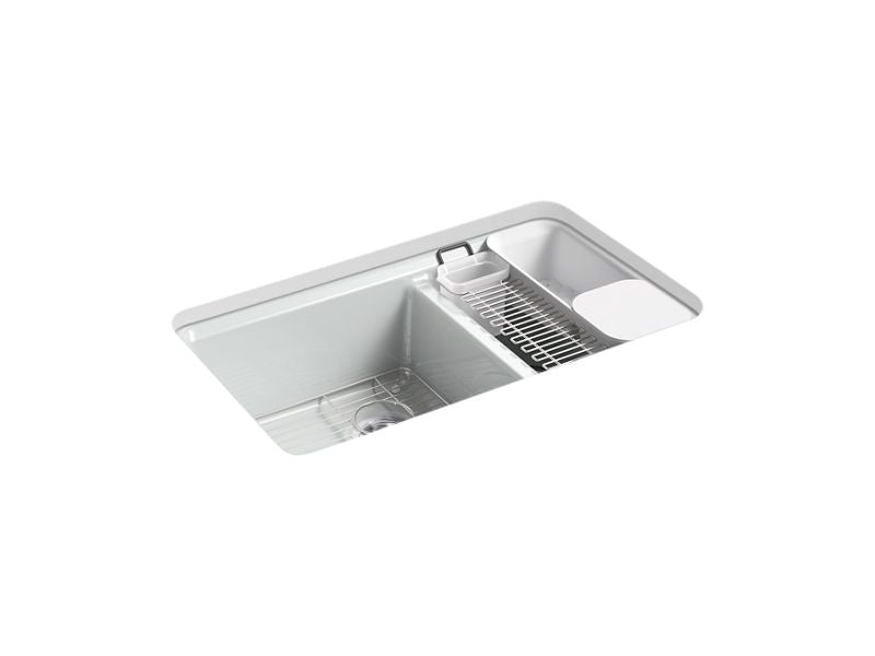 KOHLER K-8669-5UA3-95 Ice Grey Riverby 33" undermount double-bowl workstation kitchen sink