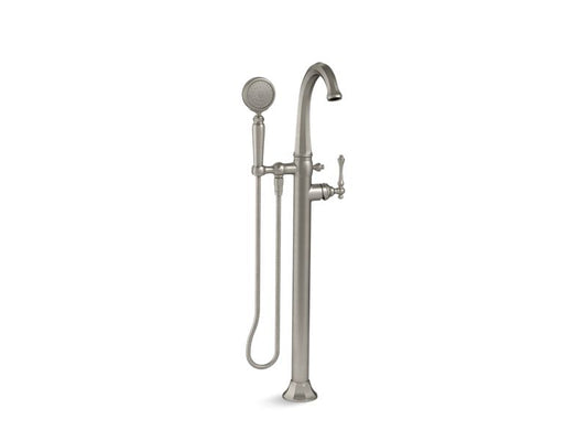 KOHLER K-T97332-4-BN Kelston Floor-Mount Bath Filler Trim With Handshower In Vibrant Brushed Nickel