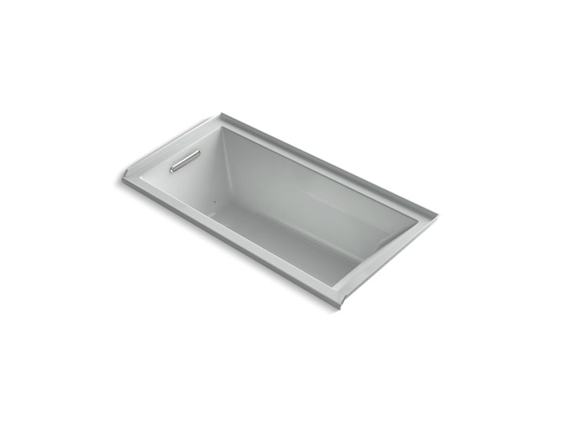 KOHLER K-1167-GHVL-95 Underscore 60" X 30" Alcove Vibracoustic Bath With Heated Bubblemassage, Left Drain In Ice Grey