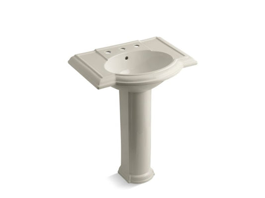 KOHLER K-2294-8-G9 Devonshire 27" pedestal bathroom sink with 8" widespread faucet holes