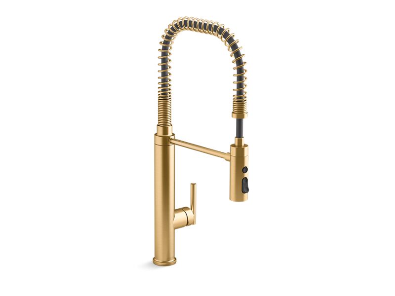 KOHLER K-24982-2MB Vibrant Brushed Moderne Brass Purist Semi-professional kitchen sink faucet with three-function sprayhead