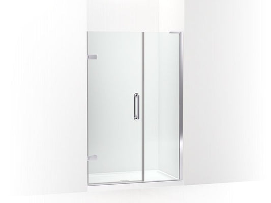 KOHLER K-27605-10L-SHP Bright Polished Silver Components Frameless pivot shower door, 71-3/4" H x 45-1/4 - 46" W, with 3/8" thick Crystal Clear glass