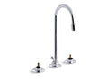 KOHLER K-7435-K-CP Triton Widespread commercial bathroom sink faucet with gooseneck spout and pop-up drain, requires handles