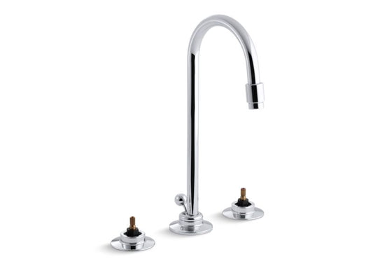 KOHLER K-7435-K-CP Triton Widespread commercial bathroom sink faucet with gooseneck spout and pop-up drain, requires handles