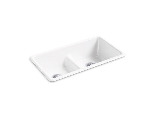 KOHLER K-5312-0 White Iron/Tones 33" x 18-3/4" x 9-5/8" Smart Divide top-mount/undermount double-equal kitchen sink