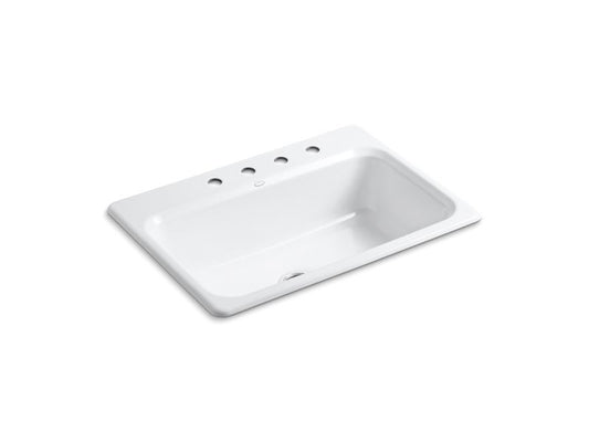 KOHLER K-5832-4-0 Bakersfield 31" x 22" x 8-5/8" top-mount single-bowl kitchen sink with 4 faucet holes
